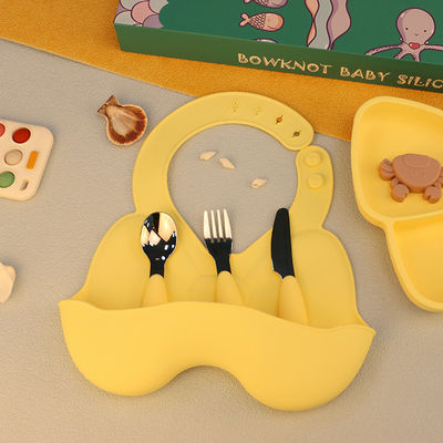 Het Vaatwerk van het babysilicone Vastgestelde Zelf het Voeden Gemakkelijke Opschonen Hittebestendig