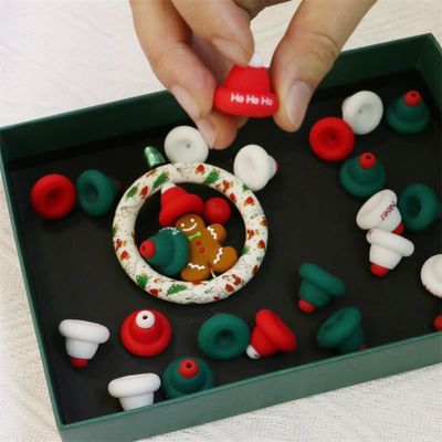 Silicone O Ring Perlen Veilig en Niet-toxisch Silicone 3D kerst hoed Perlen voor kinderen kinderen DIY perlen