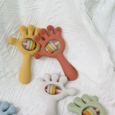ODM Baby Silicone Speelgoed Ouderdomsgroep Baby's Kids Kinderen Rattle Palm Hand Shape