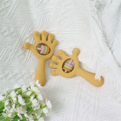 ODM Baby Silicone Speelgoed Ouderdomsgroep Baby's Kids Kinderen Rattle Palm Hand Shape