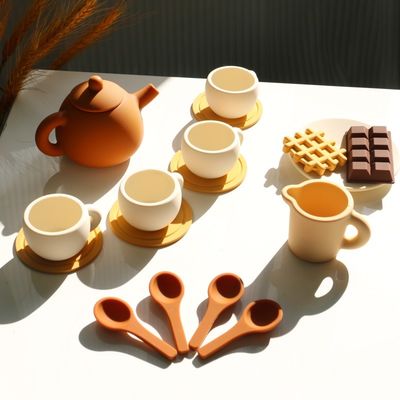 CE-veiligheidsstandaard Baby siliconen speelgoed met siliconen speelgoed met theepot set 17pcs
