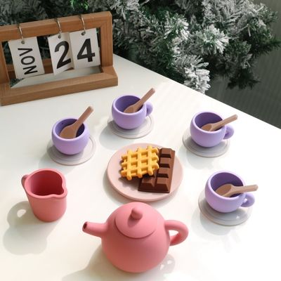 Nieuwste Kinderspeelgoed BPA gratis Food Grade 17pcs Set Silicone Cup Spoon Coast Dessert Teapot Toy Kit