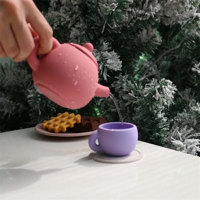 Nieuwste Kinderspeelgoed BPA gratis Food Grade 17pcs Set Silicone Cup Spoon Coast Dessert Teapot Toy Kit
