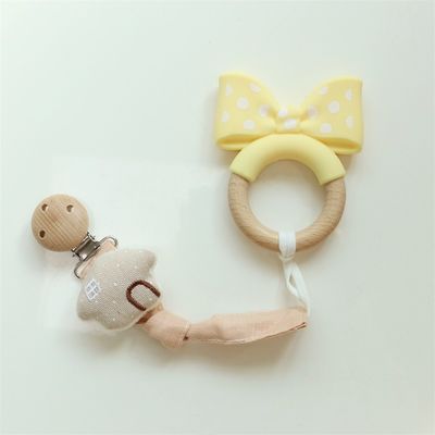 Flexible siliconen baby tether set met niet-giftig materiaal en schattig dierontwerp pasgeboren baby dummy tanden speelgoed