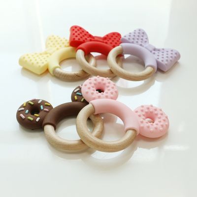 Flexible siliconen baby tether set met niet-giftig materiaal en schattig dierontwerp pasgeboren baby dummy tanden speelgoed
