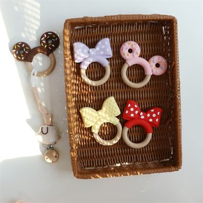 Flexible siliconen baby tether set met niet-giftig materiaal en schattig dierontwerp pasgeboren baby dummy tanden speelgoed