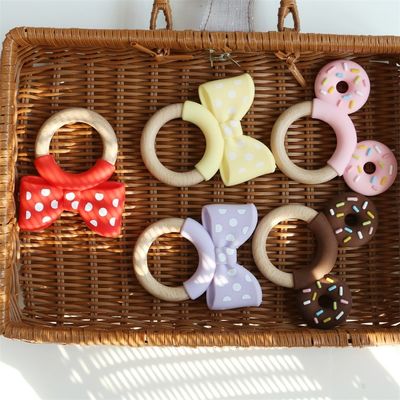 Flexible siliconen baby tether set met niet-giftig materiaal en schattig dierontwerp pasgeboren baby dummy tanden speelgoed