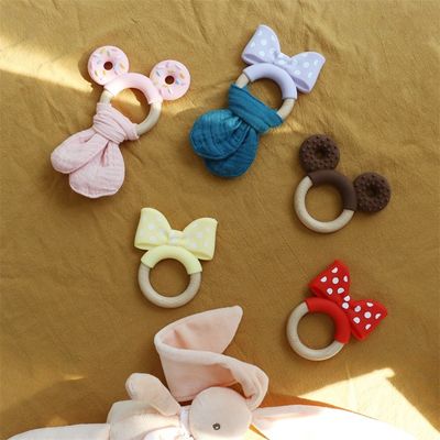 Flexible siliconen baby tether set met niet-giftig materiaal en schattig dierontwerp pasgeboren baby dummy tanden speelgoed