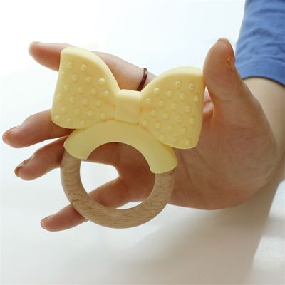 Voedselkwaliteit siliconen tandring bevriezing voor extra verlichting educatief speelgoed baby siliconen fruit teether
