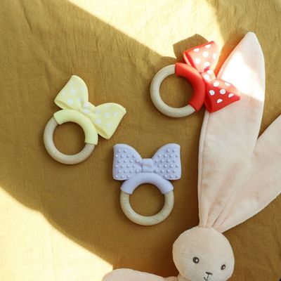 Voedselkwaliteit siliconen tandring bevriezing voor extra verlichting educatief speelgoed baby siliconen fruit teether