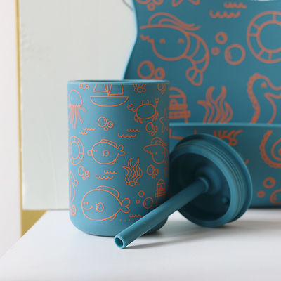 Silikon Drinkbeker Met Strooi Voor Babytraining BPA-vrij Voedingswaardig Silikon Geprinte Sippybeker