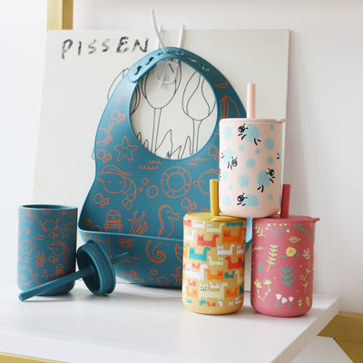 Geprinte aanpassing Silikon Sippy Drinking Cup met stro