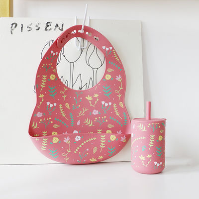 Silikon Drinkbeker Met Strooi Voor Babytraining BPA-vrij Voedingswaardig Silikon Geprinte Sippybeker