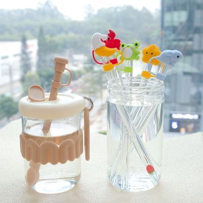 Custom Silicone 10mm Straw Covers met 3D Cartoon Animal Design Silicone Straw Toppers Hoed voor Cupsfor