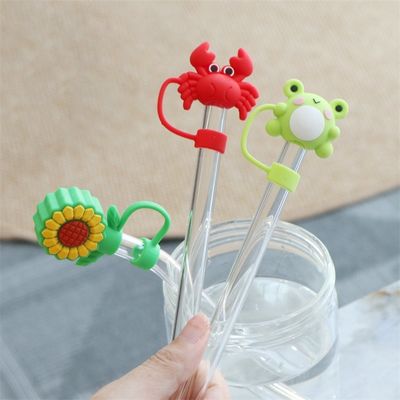 Custom Silicone 10mm Straw Covers met 3D Cartoon Animal Design Silicone Straw Toppers Hoed voor Cupsfor