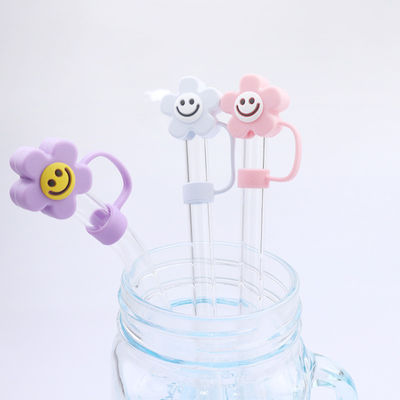 3D Flower Design Silicone Straw Cap 100% Bpa Vrije Niet Toxische Veilige Silicone Toppers Voor Cup Straw