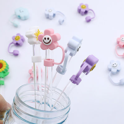 3D Flower Design Silicone Straw Cap 100% Bpa Vrije Niet Toxische Veilige Silicone Toppers Voor Cup Straw