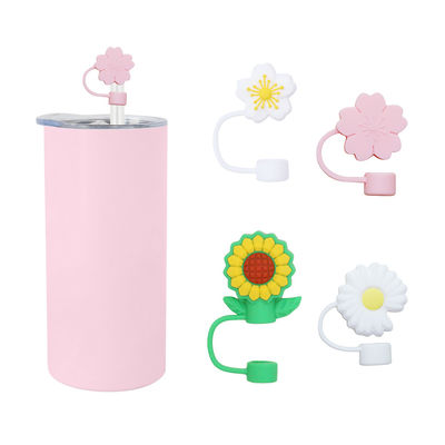 3D Flower Design Silicone Straw Cap 100% Bpa Vrije Niet Toxische Veilige Silicone Toppers Voor Cup Straw