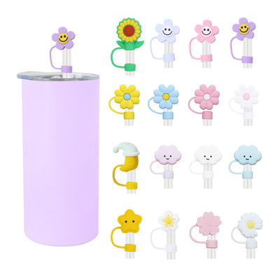 3D Flower Design Silicone Straw Cap 100% Bpa Vrije Niet Toxische Veilige Silicone Toppers Voor Cup Straw