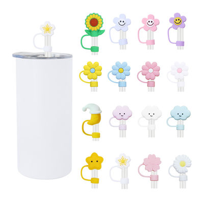 Verschillende bloemen Silicone stro stro Hoed Toppers Hoed Toppers voor Tumbler Cup