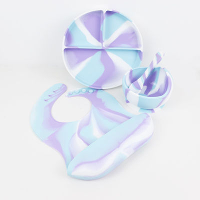 Meerdere Kleuren Silikon tafelgerei Set Plaat Voor Baby Kleuter Diner Set Kinderen Silikon Food Set