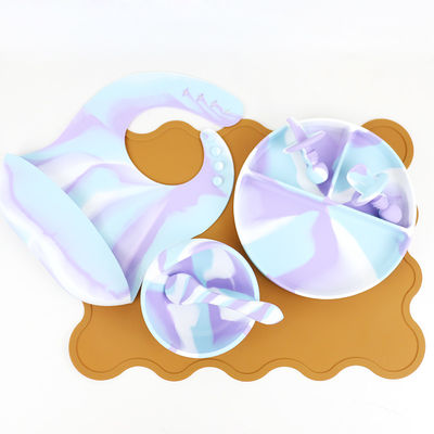 Meerdere Kleuren Silikon tafelgerei Set Plaat Voor Baby Kleuter Diner Set Kinderen Silikon Food Set