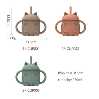 Geprinte aanpassing Silikon Sippy Drinking Cup met stro