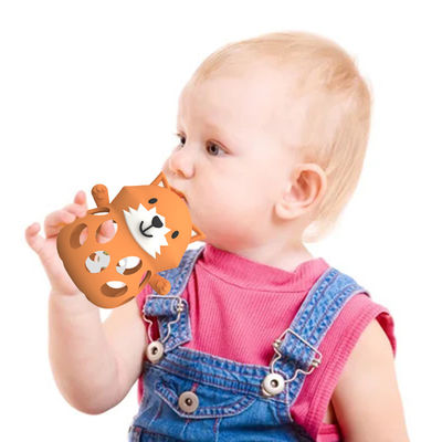 Silicone fabriek aangepast 3D vos dier bpa gratis voedsel kwaliteit siliconen tandjes speelgoed baby ratel tandjes
