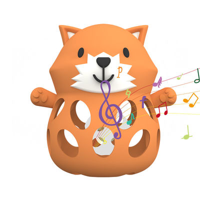 Silicone fabriek aangepast 3D vos dier bpa gratis voedsel kwaliteit siliconen tandjes speelgoed baby ratel tandjes