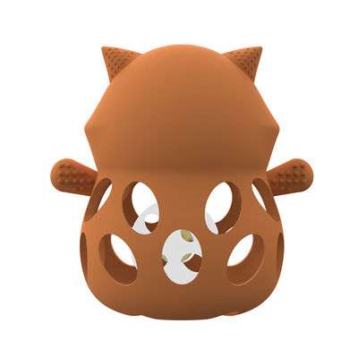 Silicone fabriek aangepast 3D vos dier bpa gratis voedsel kwaliteit siliconen tandjes speelgoed baby ratel tandjes