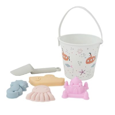 BSCI Fabriek groothandel op maat EN71 getest warmteoverdracht printing licht wit siliconen Baby Toys kit zand strand speelgoed set voor kinderen
