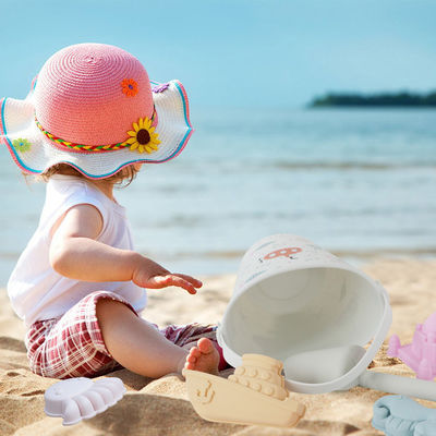 BSCI Fabriek groothandel op maat EN71 getest warmteoverdracht printing licht wit siliconen Baby Toys kit zand strand speelgoed set voor kinderen