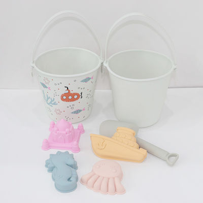 BSCI Fabriek groothandel op maat EN71 getest warmteoverdracht printing licht wit siliconen Baby Toys kit zand strand speelgoed set voor kinderen