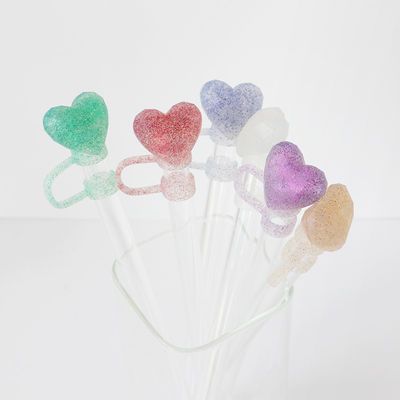 Nieuwe aankomst hart diamant glitter ontwerpen Straw Cover Topper 3D 10mm Straw Toppers Hoeden voor tumblers bekers glazen