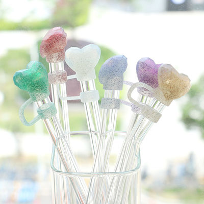 Nieuwe aankomst hart diamant glitter ontwerpen Straw Cover Topper 3D 10mm Straw Toppers Hoeden voor tumblers bekers glazen