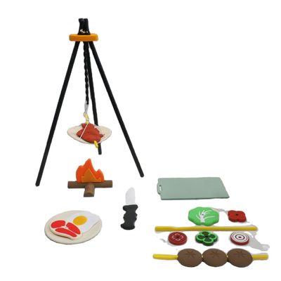 Custom Logo 19 PC Silicone Pretend BBQ Grill Speel Keuken Kook Speelgoed Mini Chef Barbecue Rollenspel Set Kinderen Keuken Speelgoed Geschenk