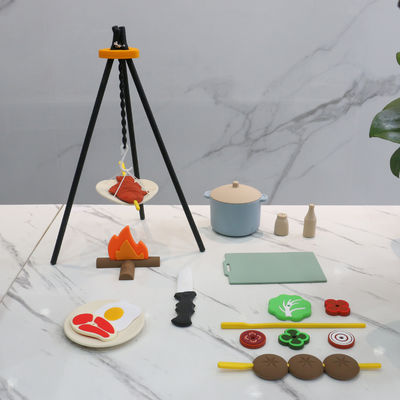 Custom Logo 19 PC Silicone Pretend BBQ Grill Speel Keuken Kook Speelgoed Mini Chef Barbecue Rollenspel Set Kinderen Keuken Speelgoed Geschenk