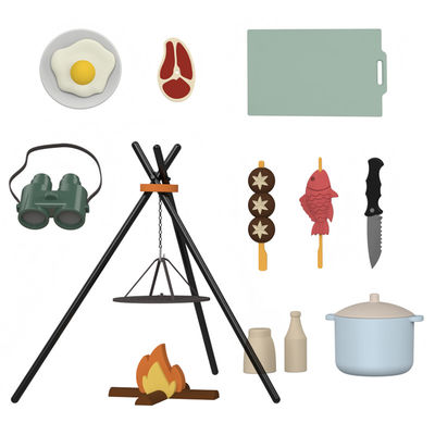 Custom Logo 19 PC Silicone Pretend BBQ Grill Speel Keuken Kook Speelgoed Mini Chef Barbecue Rollenspel Set Kinderen Keuken Speelgoed Geschenk