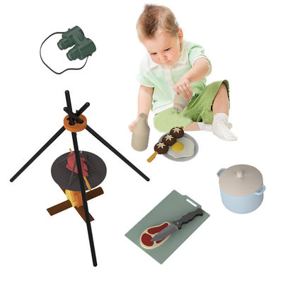 Custom Logo 19 PC Silicone Pretend BBQ Grill Speel Keuken Kook Speelgoed Mini Chef Barbecue Rollenspel Set Kinderen Keuken Speelgoed Geschenk