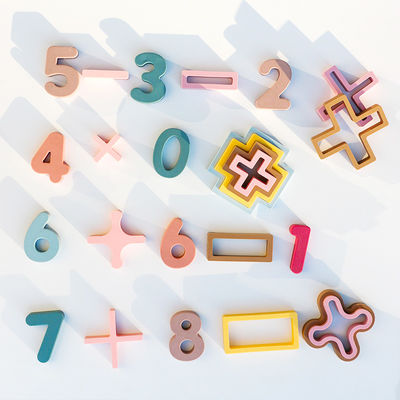 Custom OEM ODM custom siliconen speelgoed voor baby's geprinte laser nummer klein bord 10pcs pakket voor kinderen educatieve speelgoed sets