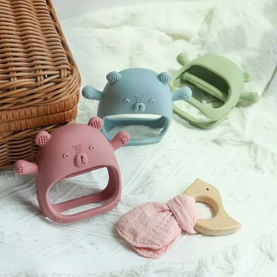 PAISEN Custom Soft Teether Toy Teething Hands Newborn Bpa Free Baby Silicone Teething Mitten voor baby's