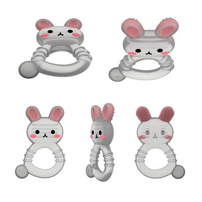 2025 Factory Bunny Cute Design Transparante Sensorische IJs Bevriezing Silicone Baby Water Gevuld Tether