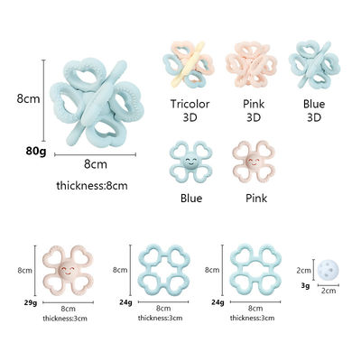 2025 Nieuwe Custom Silicone Ring Zachte 3D Kinderen Baby Rattle Toy BPA-vrij Voedingswaarde Tandtanden Speelgoed Schudend Zachte Speelgoed Tanden