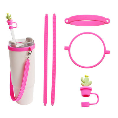 Custom Silicone Lanyard Handle Sling voor Tumbler Gepersonaliseerde Anti-Slip Sippy Cup Label Waterfles Draagband Bar Accessoires