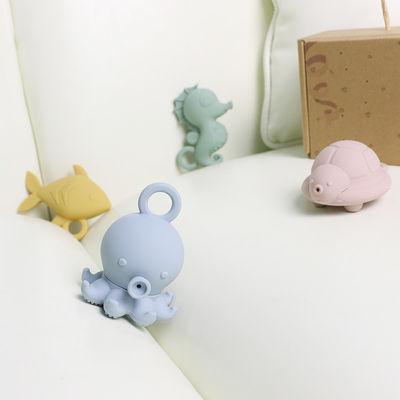 Custom populaire siliconen oceaan dier octopus vis schildpad zeehaard kinderen baby bad speelgoed cadeau set water spuit zoepig