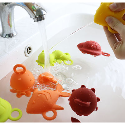 Custom populaire siliconen oceaan dier octopus vis schildpad zeehaard kinderen baby bad speelgoed cadeau set water spuit zoepig
