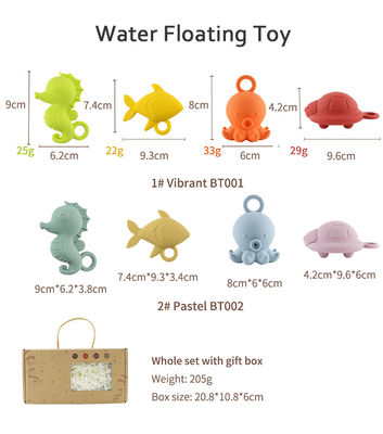 Custom populaire siliconen oceaan dier octopus vis schildpad zeehaard kinderen baby bad speelgoed cadeau set water spuit zoepig