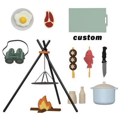 Custom Logo 19-PC Silicone Mini Chef Barbecue Rollenspel Keuken Kook Speelgoed Set Pretend Picnic Speel Keuken Speelgoed Geschenk Baby Speelgoed