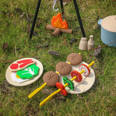 Custom Logo 19-PC Silicone Mini Chef Barbecue Rollenspel Keuken Kook Speelgoed Set Pretend Picnic Speel Keuken Speelgoed Geschenk Baby Speelgoed