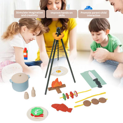 Custom Logo 19-PC Silicone Mini Chef Barbecue Rollenspel Keuken Kook Speelgoed Set Pretend Picnic Speel Keuken Speelgoed Geschenk Baby Speelgoed